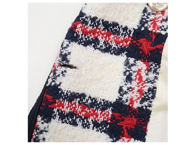 Conjunto 2 en 1 de mezcla de lana con estampado de cuadros Gucci Roja Multicolor Blanco roto Azul marino - vista 4