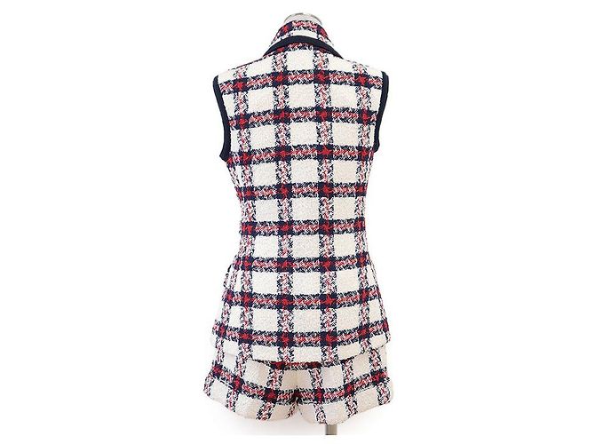 Conjunto 2 en 1 de mezcla de lana con estampado de cuadros Gucci Roja Multicolor Blanco roto Azul marino - vista 5