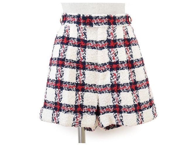 Conjunto 2 en 1 de mezcla de lana con estampado de cuadros Gucci Roja Multicolor Blanco roto Azul marino - vista 7