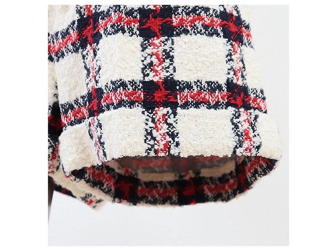 Conjunto 2 en 1 de mezcla de lana con estampado de cuadros Gucci Roja Multicolor Blanco roto Azul marino - vista 9