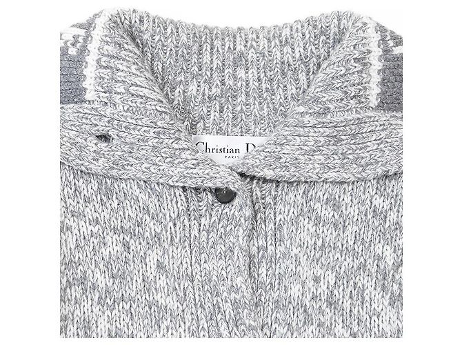 Cardigan in misto lana e cashmere Christian Dior Marrone Bianco - vista 12