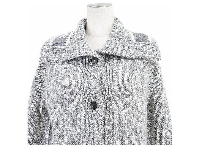 Cardigan in misto lana e cashmere Christian Dior Marrone Bianco - vista 2