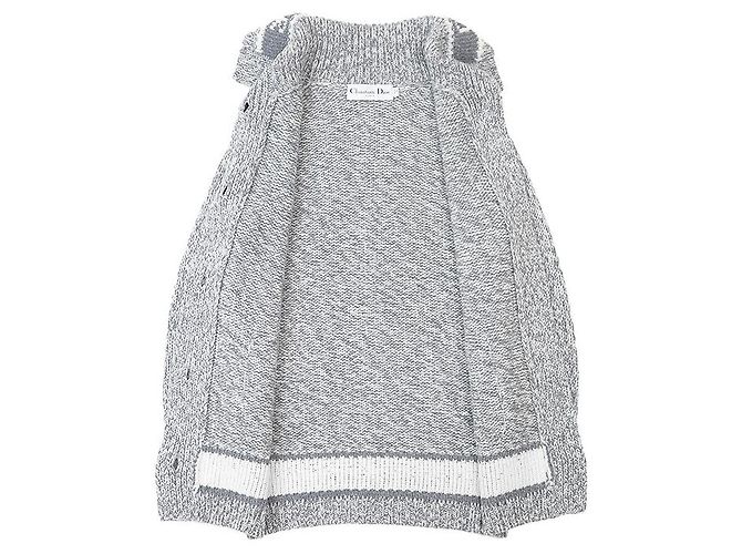 Cardigan in misto lana e cashmere Christian Dior Marrone Bianco - vista 8