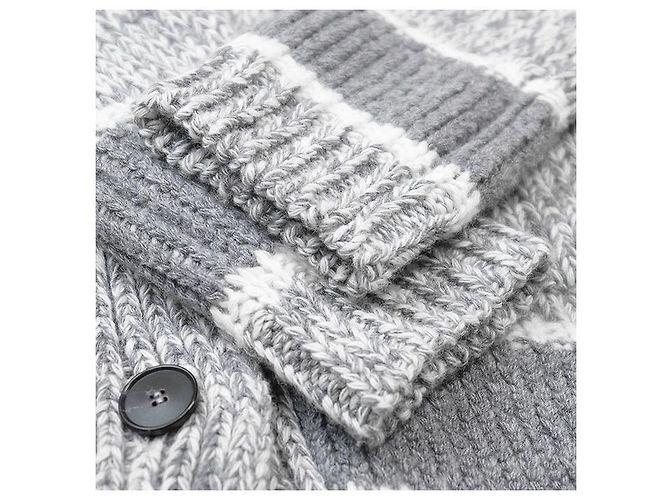 Cardigan in misto lana e cashmere Christian Dior Marrone Bianco - vista 9