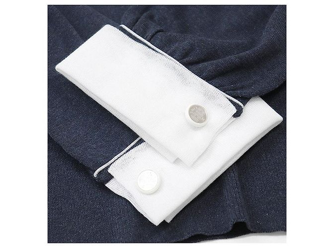 Classique Pull en maille coton et nylon Chanel Bleu - vue 13