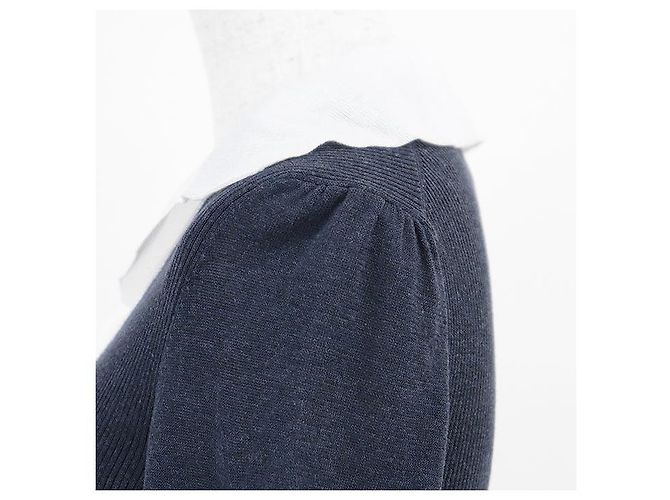 Classique Pull en maille coton et nylon Chanel Bleu - vue 15