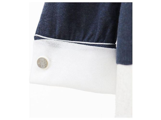 Classique Pull en maille coton et nylon Chanel Bleu - vue 17