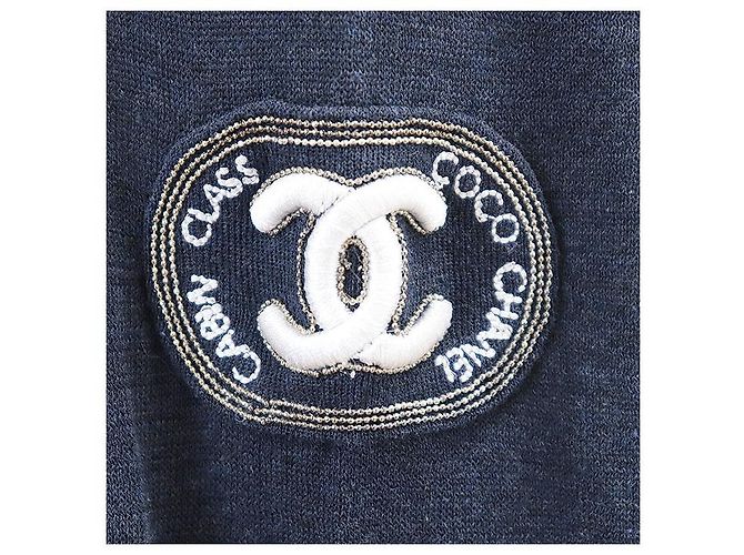 Classique Pull en maille coton et nylon Chanel Bleu - vue 5