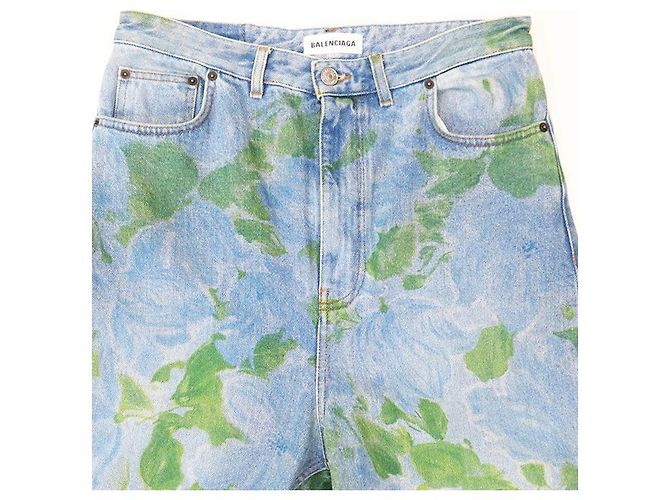 Everyday Pantalones de algodón denim con estampado botánico Balenciaga Azul - vista 2