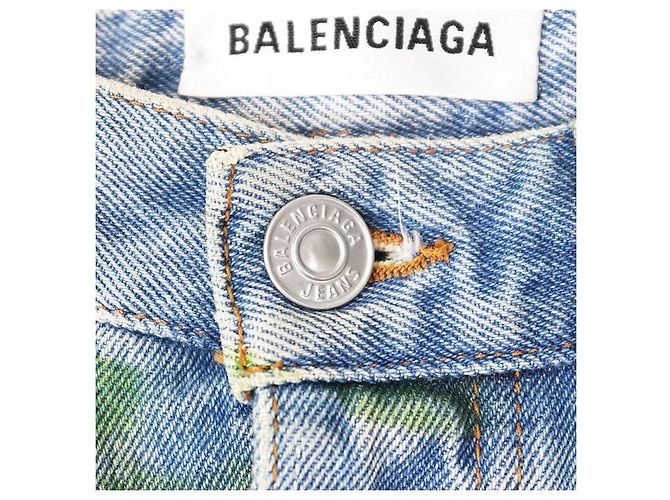 Everyday Pantalones de algodón denim con estampado botánico Balenciaga Azul - vista 3