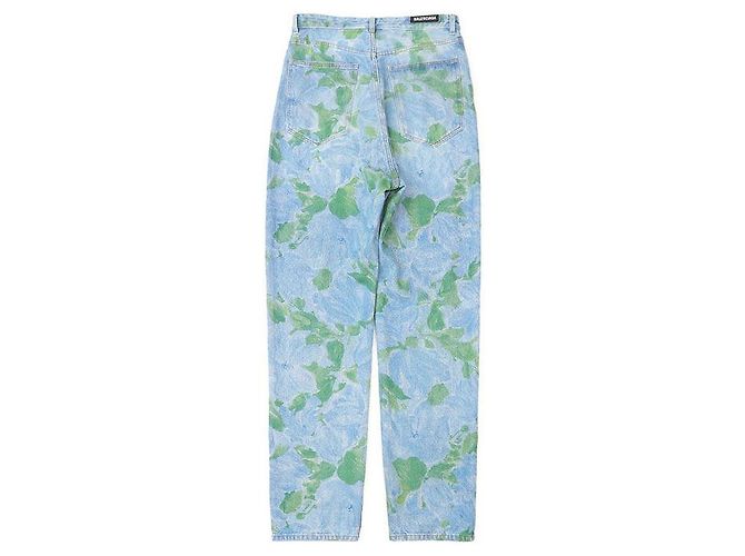 Everyday Pantalones de algodón denim con estampado botánico Balenciaga Azul - vista 4