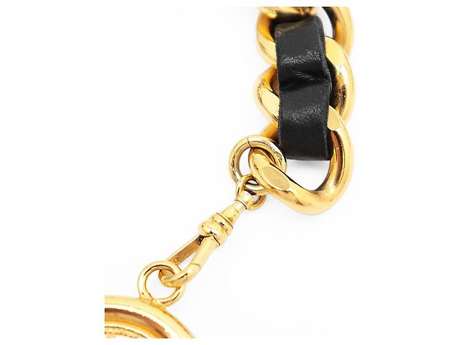 Timeless Cinturón de cuero con cadena Chanel Negro - vista 3