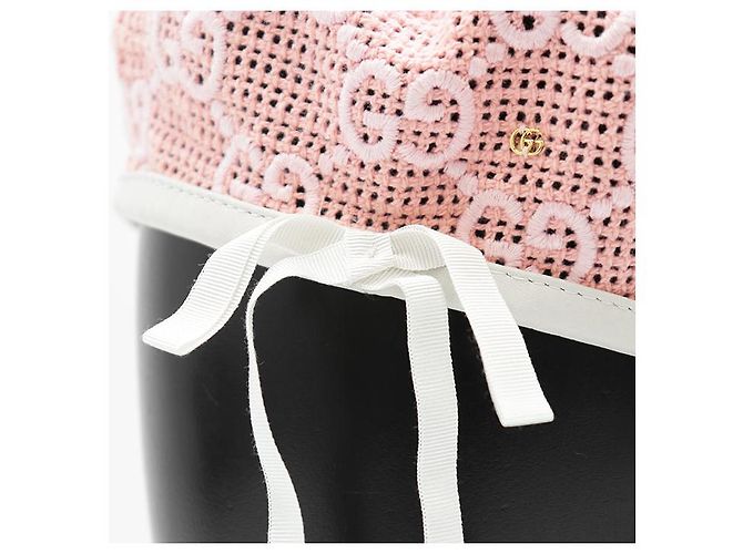 Berretto in misto cotone con ricamo GG Monogram di Gucci Rosa Crudo - vista 3