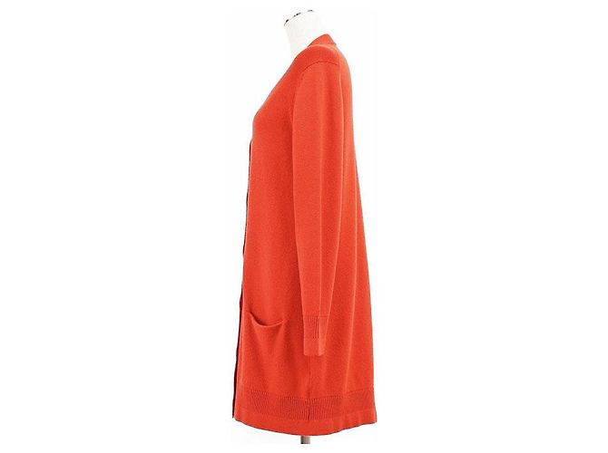 Cárdigan largo de cachemira 100% Hermès Roja Naranja - vista 13