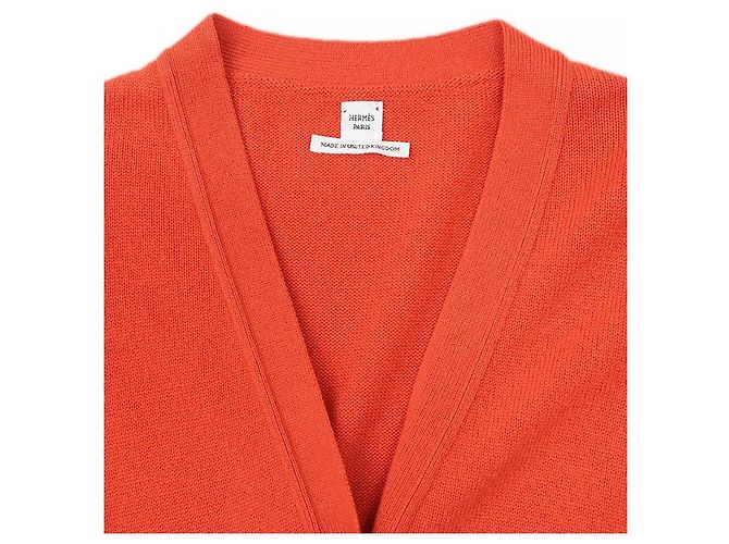 Cárdigan largo de cachemira 100% Hermès Roja Naranja - vista 9