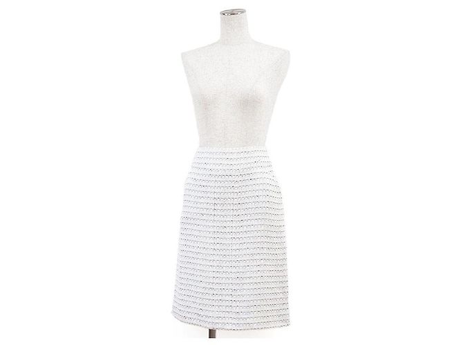 Timeless Saia de algodão e linho tweed Chanel Bege - vista 2