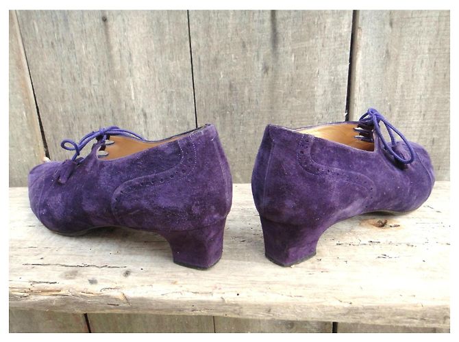 Autre Marque Escarpins Delage Guillies en daim violet foncé - vue 4