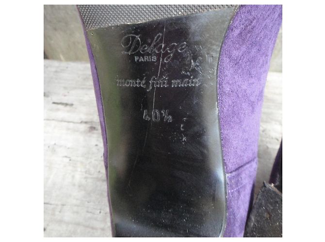 Autre Marque Escarpins Delage Guillies en daim violet foncé - vue 6