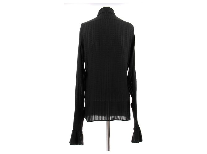 Etro Schwarze Bluse mit Rüschen vorne aus Seide - Ansicht 2