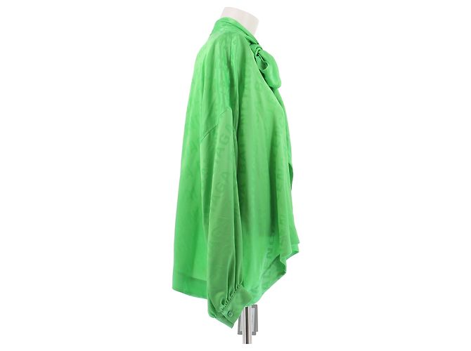 Balenciaga Camicia verde in seta con nodo - vista 3
