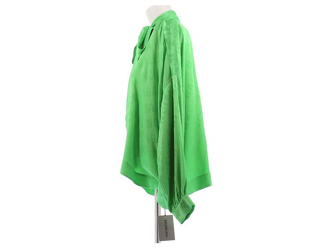 Balenciaga Camicia verde in seta con nodo - vista 4