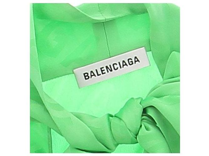 Balenciaga Camicia verde in seta con nodo - vista 5