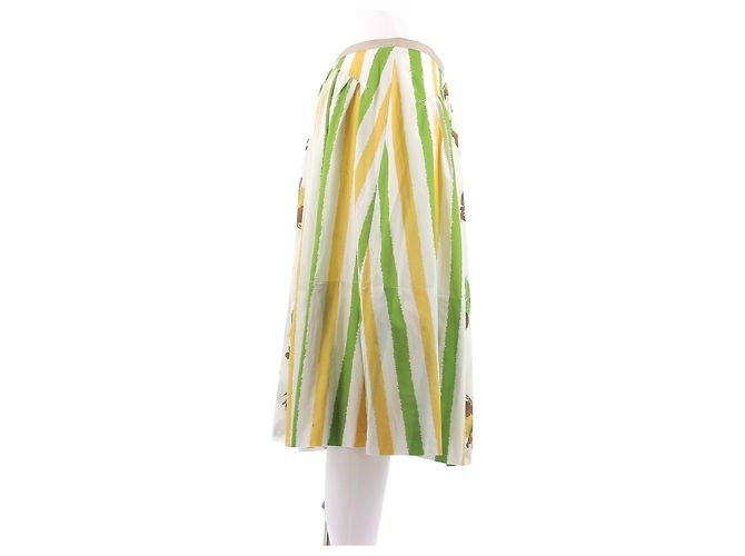 Marni Falda midi blanca y verde de algodón Blanco - vista 3