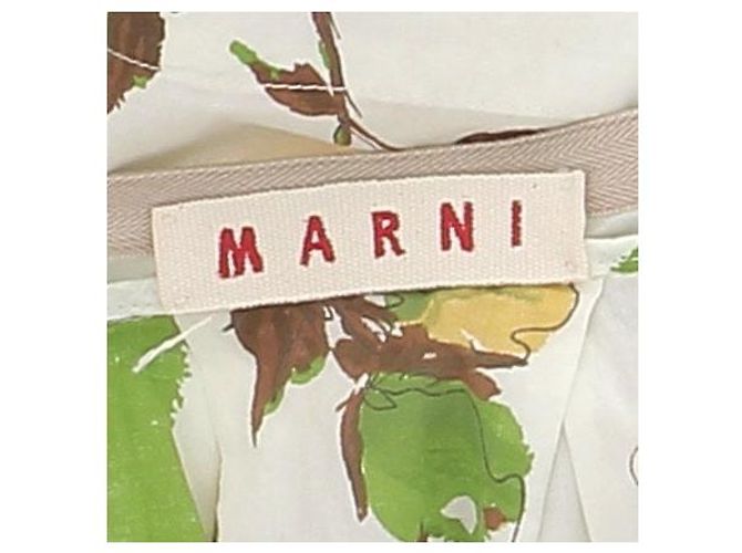 Marni Falda midi blanca y verde de algodón Blanco - vista 5