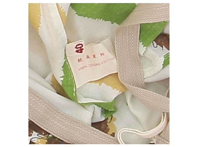 Marni Falda midi blanca y verde de algodón Blanco - vista 6