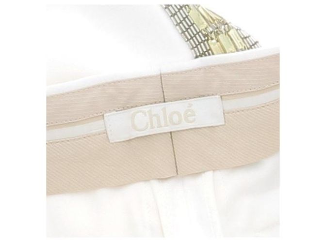 Chloé Pantalón blanco con bandas de lentejuelas y seda - vista 5