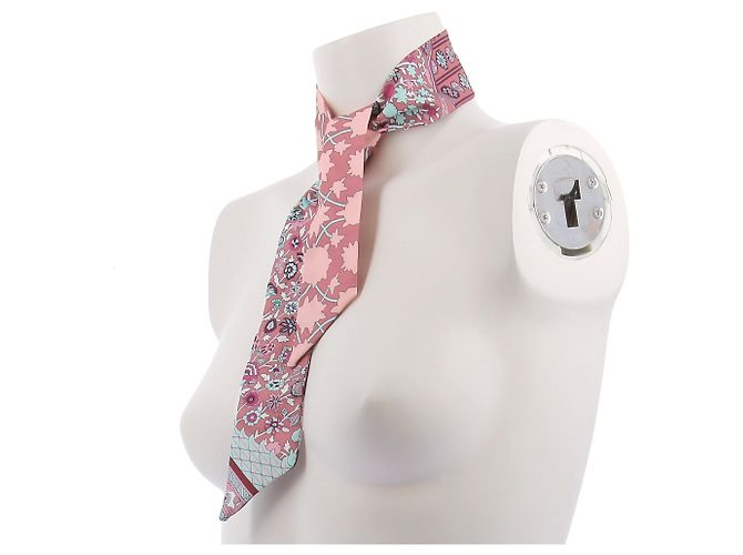 Hermès Twilly rosa com estampas de seda - vista 2