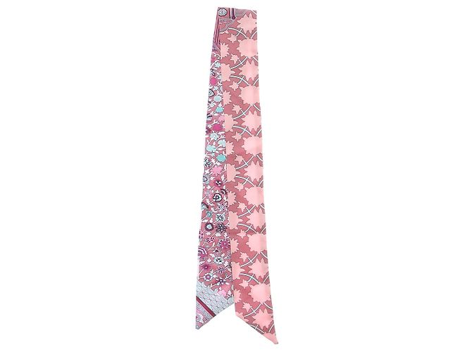 Hermès Twilly rosa com estampas de seda - vista 3