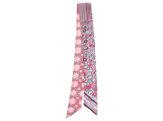 Hermès Twilly rosa com estampas de seda - vista 4