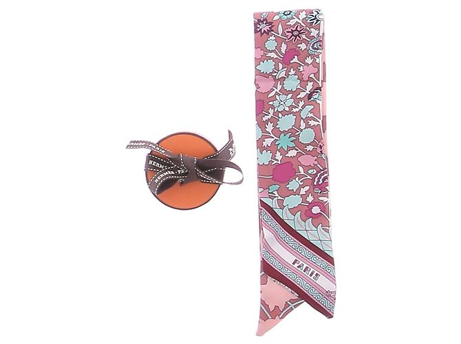 Hermès Twilly rosa com estampas de seda - vista 5