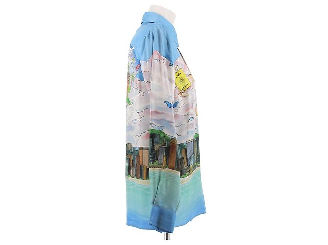 Casablanca Blaue Seidenhemd mit Mustern Mehrfarben - Ansicht 3