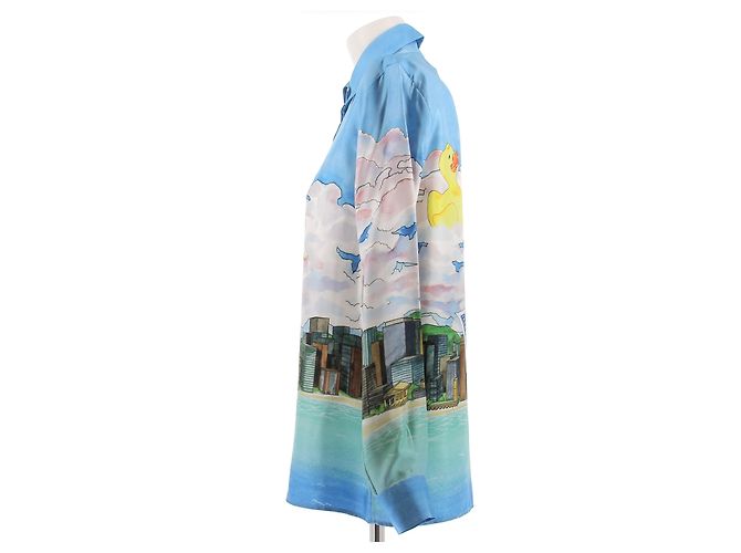 Casablanca Blaue Seidenhemd mit Mustern Mehrfarben - Ansicht 4