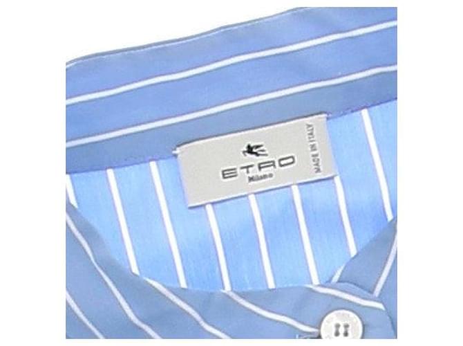 Etro Camicia a righe blu e bianche in cotone - vista 5