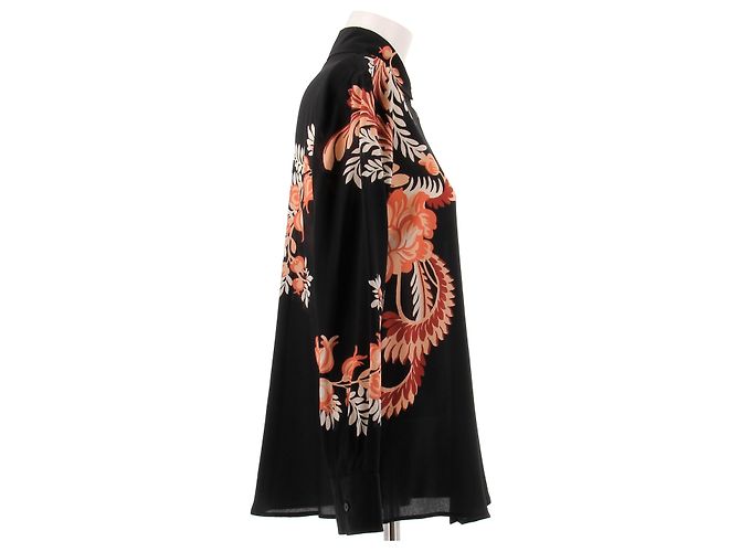 Etro Camicia nera con motivi in seta Nero - vista 3