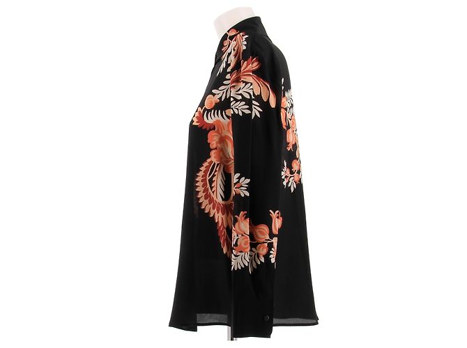 Etro Camicia nera con motivi in seta Nero - vista 4