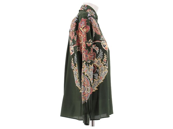 Etro Camisa verde con estampados de seda - vista 3