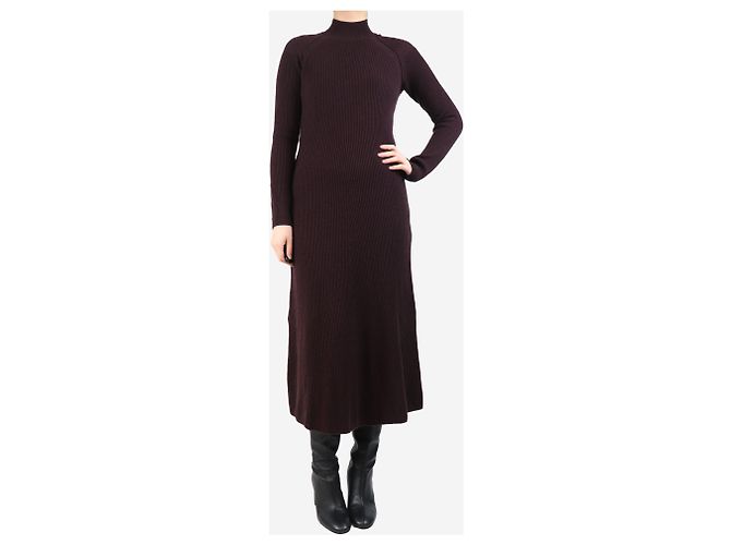 Autre Marque Vestido de mezcla de cachemira y algodón marrón - talla M Castaño - vista 3