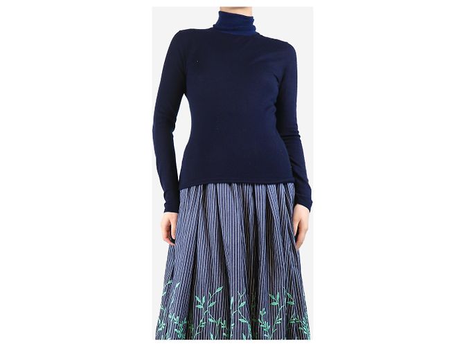 Gabriela Hearst Maglione a collo alto in misto cashmere e seta blu - taglia M - vista 3