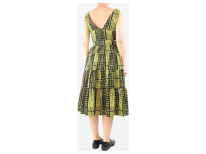 Autre Marque Vestido midi de capas amarillo y negro - talla UK 10 - vista 2