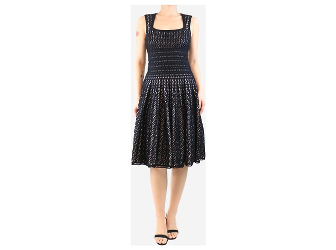 Alaïa Schwarzes doppellagiges Strickkleid - Größe UK 14 - Ansicht 3