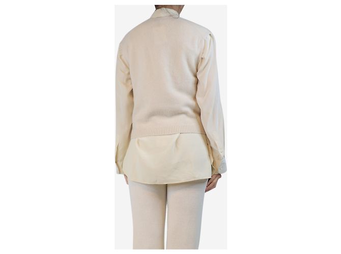 Autre Marque Creme Cashmere Knopf-Down Strickweste - Größe S Roh - Ansicht 2