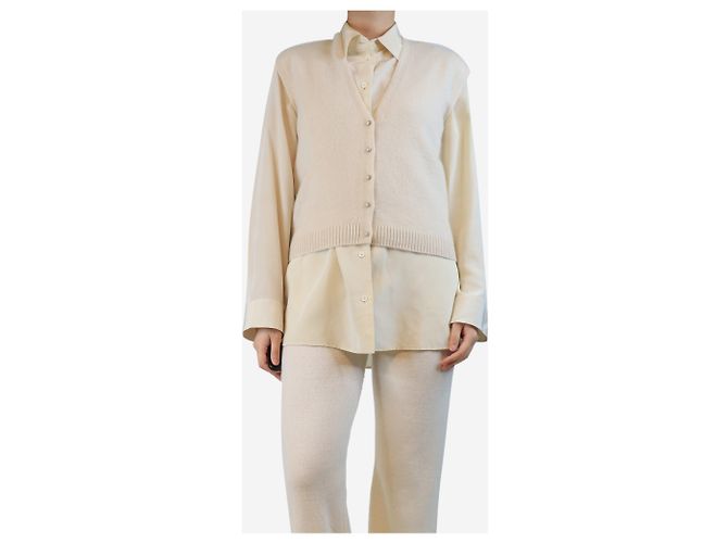 Autre Marque Creme Cashmere Knopf-Down Strickweste - Größe S Roh - Ansicht 3