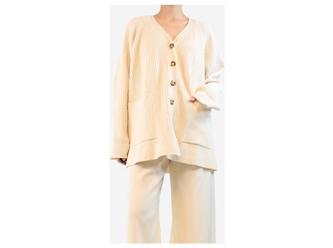 Totême Cremefarbener gerippter Cardigan - Größe XL Roh - Ansicht 3