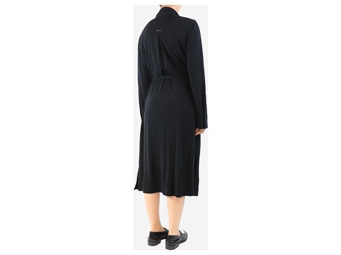 Autre Marque Schwarzes Hemdblusenkleid mit Gürtel - Größe L - Ansicht 2