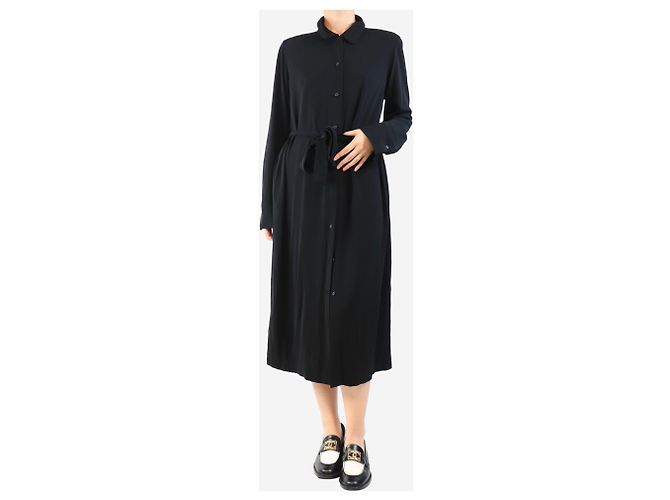 Autre Marque Schwarzes Hemdblusenkleid mit Gürtel - Größe L - Ansicht 3