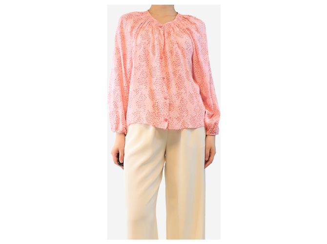 Autre Marque Rosa Seidenbluse mit Druck - Größe M - Ansicht 3
